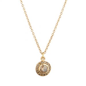 18ct rose gold and champagne diamond Molten filigree halo pendant