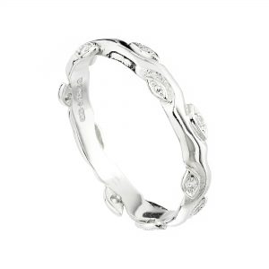 Platinum and diamond Rose and Thorn wedding ring