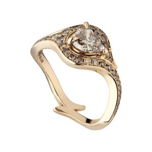 18ct Rose Gold and Pear-Shaped Champagne Diamond Atlantis Ring