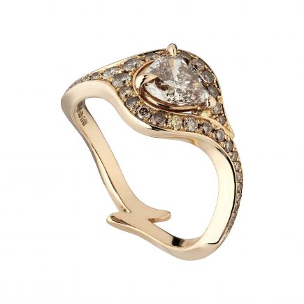 18ct Rose Gold and Pear-Shaped Champagne Diamond Atlantis Ring