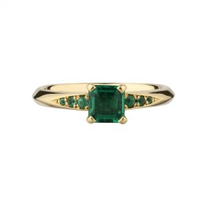 18ct Yellow Gold and Square Emerald-Cut Emerald Coco Engagement Ring