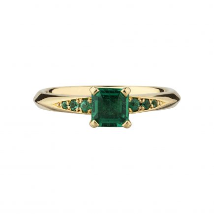 18ct Yellow Gold and Square Emerald-Cut Emerald Coco Engagement Ring