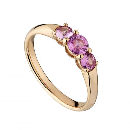 18ct rose gold and pink sapphire Coco trilogy ring