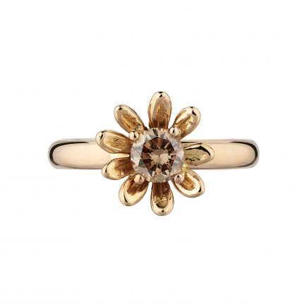 18ct Rose Gold & Champagne Diamond Daisy Engagement Ring