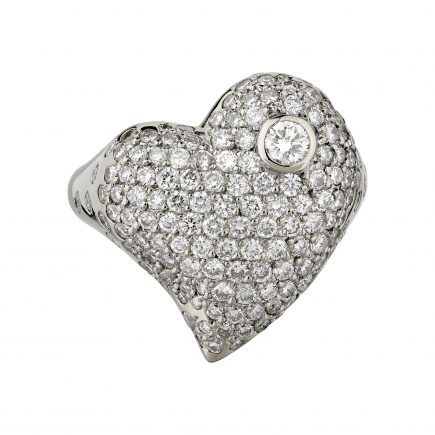 18ct white gold and white diamond large Heart ring