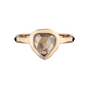 18ct Rose gold Shield-shaped rose-cut cinnamon diamond ring