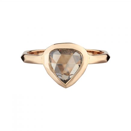 18ct Rose gold Shield-shaped rose-cut cinnamon diamond ring