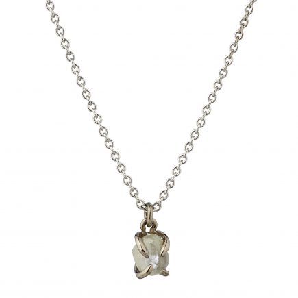 18ct white gold and 0.86ct white rough diamond pendant