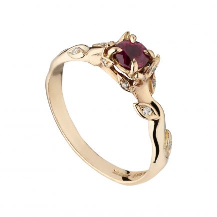 18ct rose gold and Ruby Rose and Thorn engagement ring