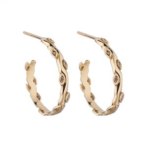 18ct rose gold and champagne diamond Rose and thorn hoops