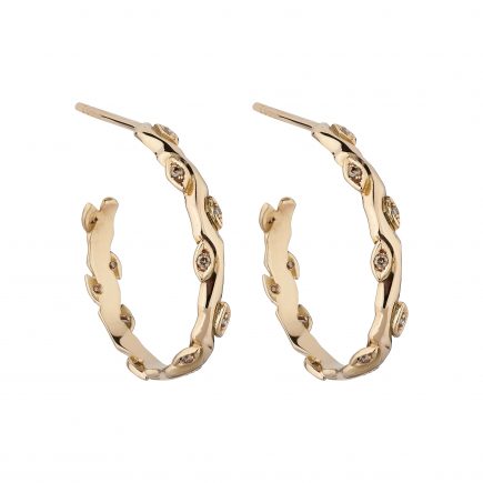 18ct rose gold and champagne diamond Rose and thorn hoops