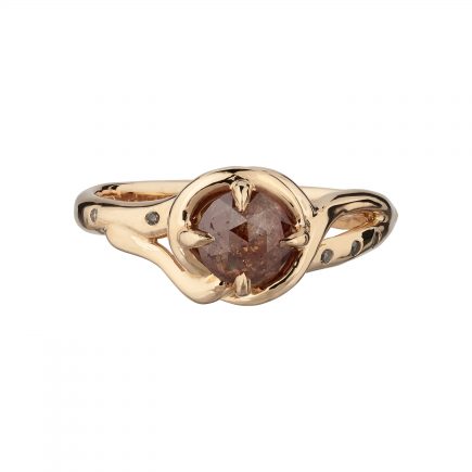 18ct rose gold and rose-cut diamond Woodland vine ring