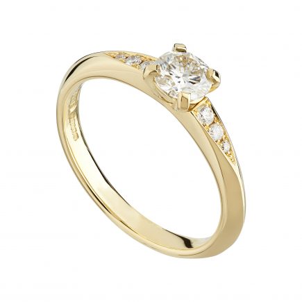 18ct yellow gold Coco engagement ring 0.50pt round white diamond