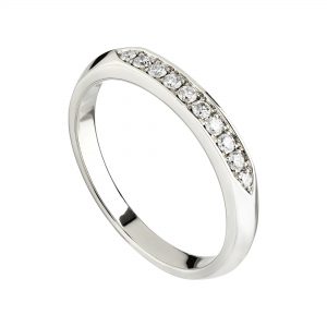 18ct White Gold & White Diamond Coco Knife-Edge Wedding Band With Flat Top