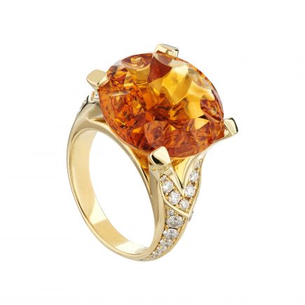 Limited Edition 18ct yellow gold, Citrine and diamond ring