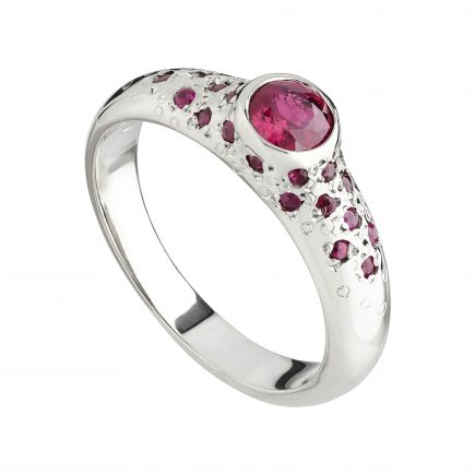 18ct white gold and Ruby Stardust ring