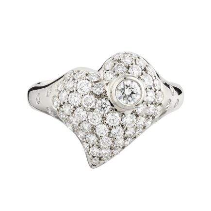 18ct white gold and white diamond small heart ring