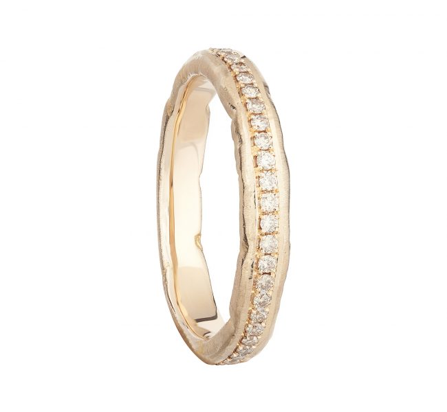 18ct rose gold and champagne diamond molten eternity ring