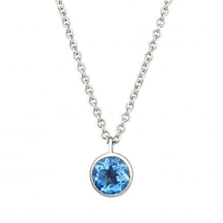 Silver and blue topaz Molten pendant