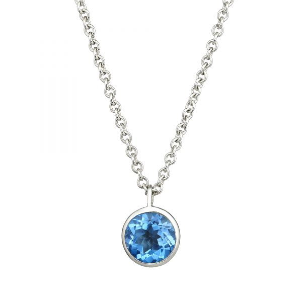 Silver and blue topaz Molten pendant