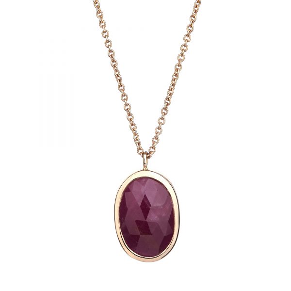 9ct rose gold and rose-cut Ruby pendant