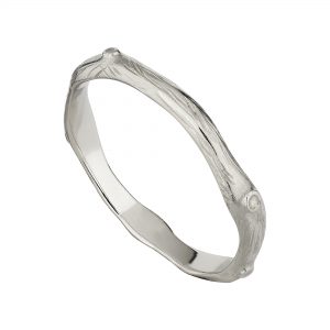 18CT WHITE GOLD WIDE WOODLAND WEDDING RING