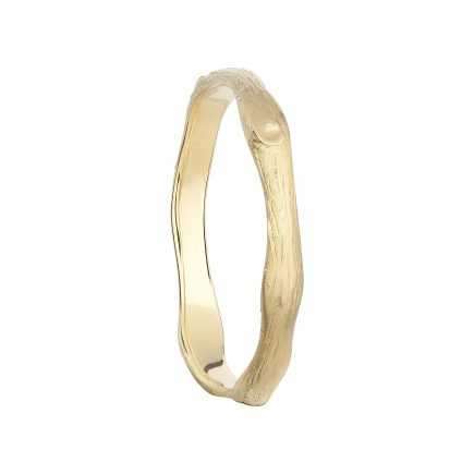 18CT yellow GOLD WIDE WOODLAND WEDDING RING