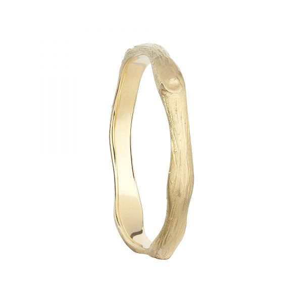 18CT yellow GOLD WIDE WOODLAND WEDDING RING