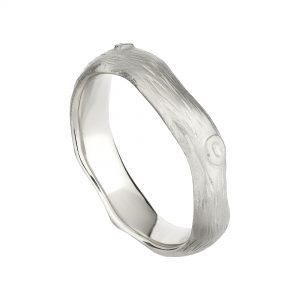 18ct white gold wide Woodland wedding ring