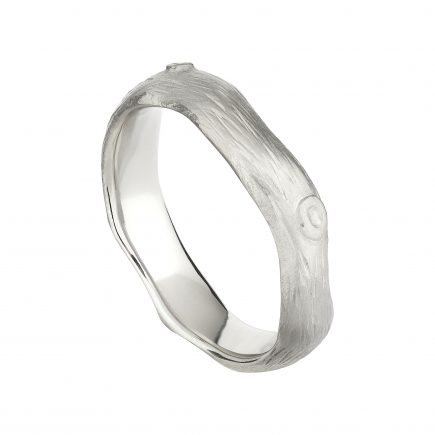 18ct white gold wide Woodland wedding ring