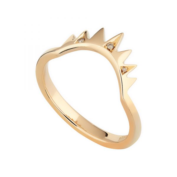 18ct rose gold and champagne diamond Crown ring