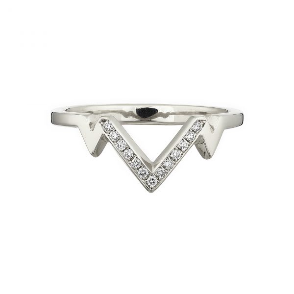 18ct white gold V-shaped tiara ring