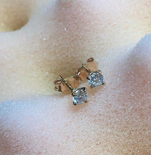 Rose gold and diamond coco studs