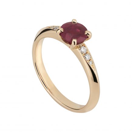 18ct rose gold round ruby coco engagement ring