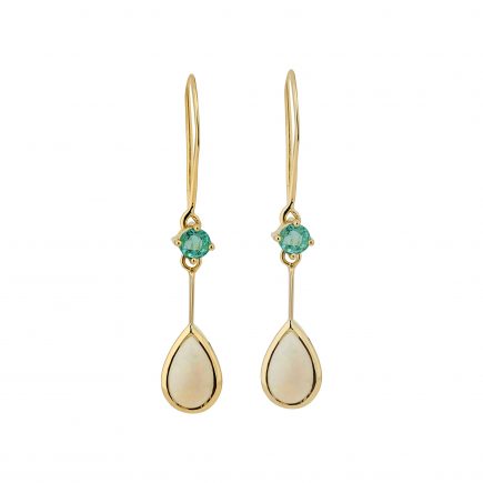 18y drop emerald and opal earrings