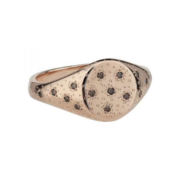 9ct brown dia stardust signet ring