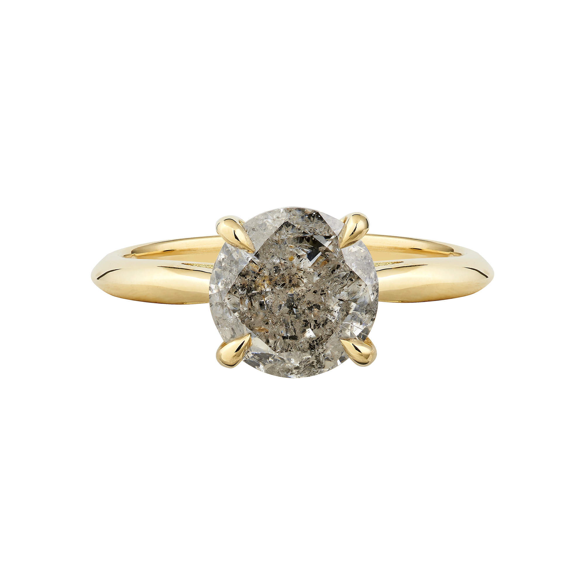 18ct yellow gold 2.02ct salt and pepper diamond engagement ring