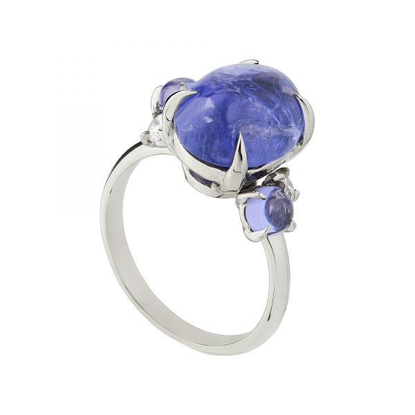 18ct white gold Tanzanite and diamond Bubble ring