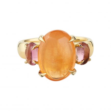 18ct yellow gold Mandarin garnet and pink tourmaline Bubble ring