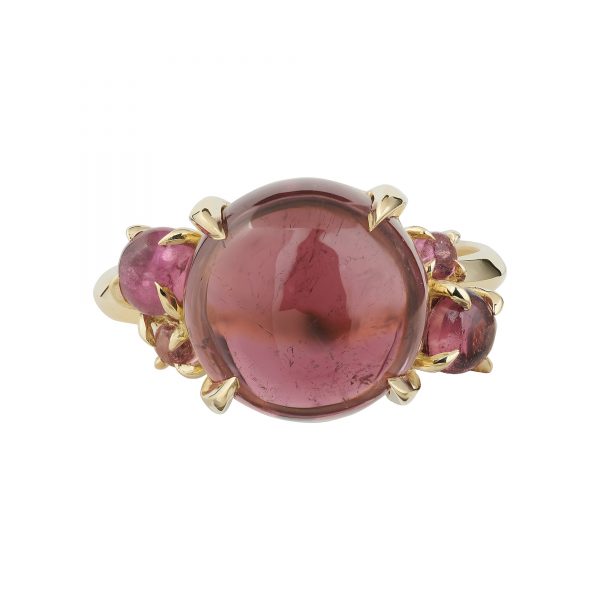 18ct yellow gold and tourmaline cab ring