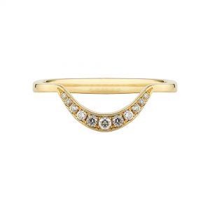 18ct yellow gold Crescent diamond ring with white diamonds