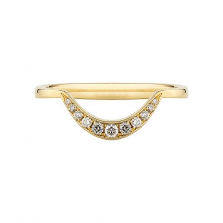 18ct yellow gold Crescent diamond ring with white diamonds