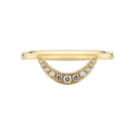 18ct yellow gold Crescent diamond ring with white diamonds