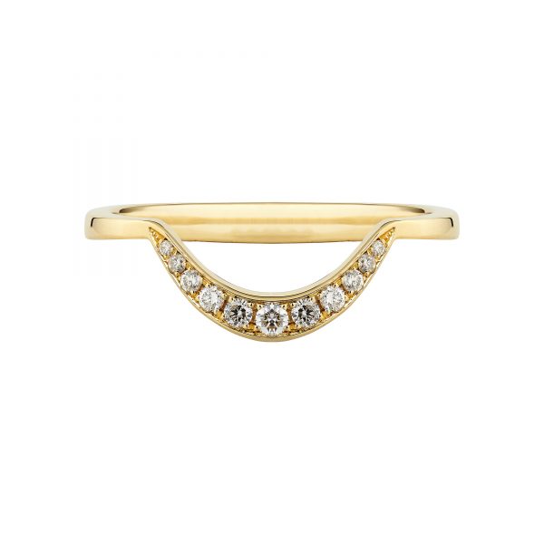 18ct yellow gold Crescent diamond ring with white diamonds