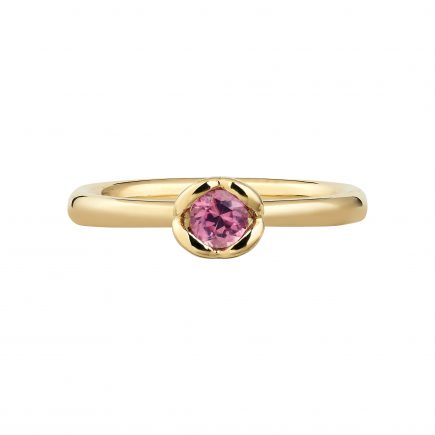 18ct Yellow Gold and Pink Sapphire Coeur Engagement Ring