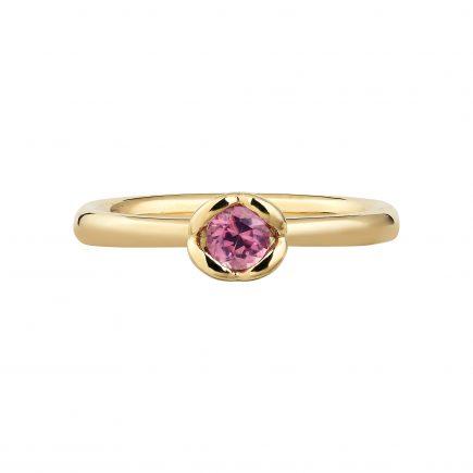 18ct Yellow Gold and Pink Sapphire Coeur Engagement Ring