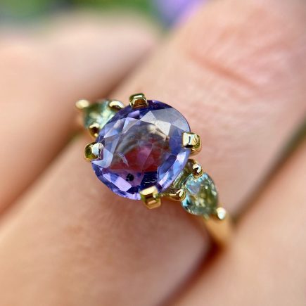 18ct Yellow Gold, Lilac and Green Sapphire Coco Ring