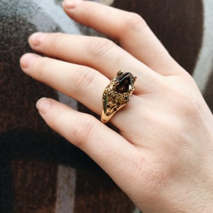 18ct yellow gold, 5.60ct brown rough diamond and natural, fancy-coloured diamond Limited Edition ring