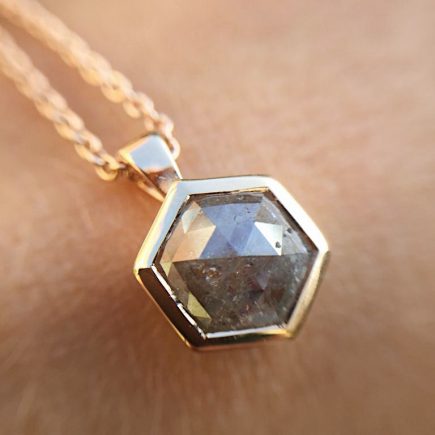 18ct rose gold Hexagon diamond pendant