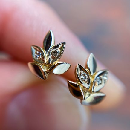 18ct rose gold and champagne diamond Rose and Thorn studs